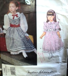 1292 MME ALEX LONG TUCK DIRNDL DRESS,8''DOLL DRESS PATTERN 5-6X